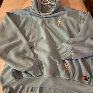 Aviator Nation Sky Blue Hoodie with Lightning Bolt
